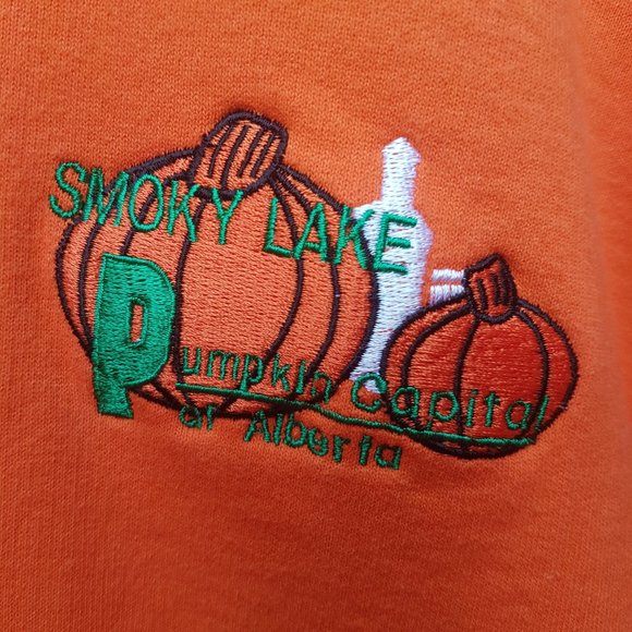 Vintage Smoky Lake Pumpkin Festival Hoodie Medium US M Full Zip Alberta Smokey - Picture 3 of 9